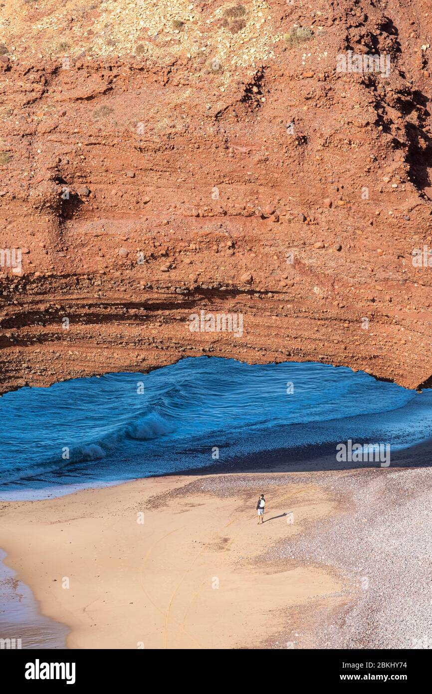 Maroc, région de Guelmim-Oued noun, plage de Sidi Ifni, arche naturelle Banque D'Images
