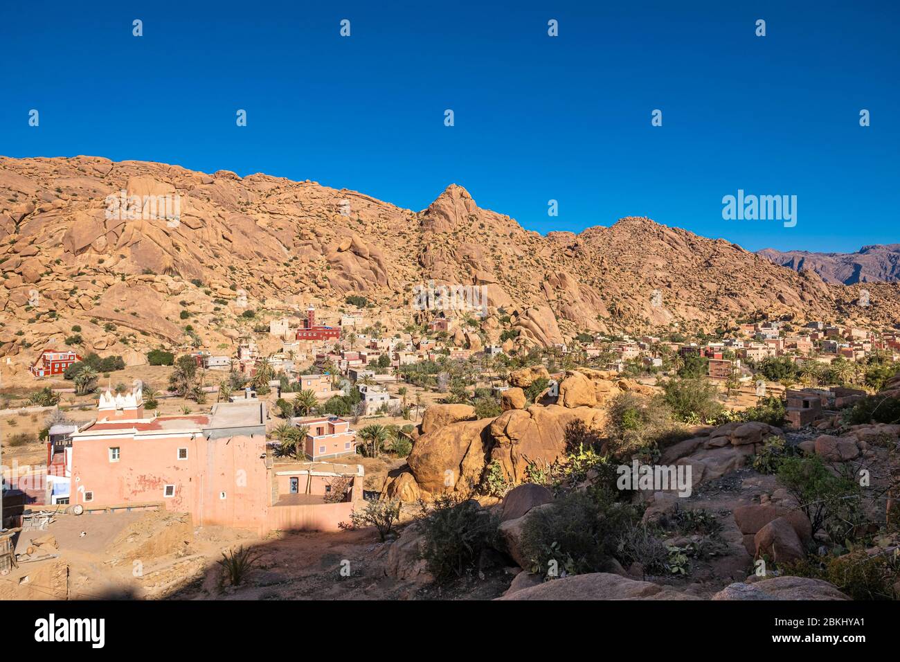 Maroc, Souss-Massa, environs de Tafraoute, village d'Aday Banque D'Images