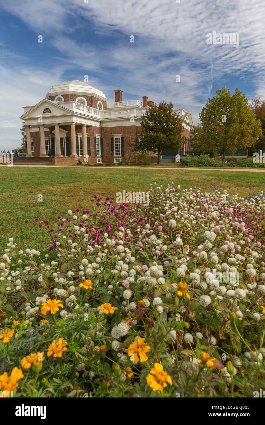 États-Unis, Virginie, Monticello, la maison de Thomas Jefferson, classée au patrimoine mondial par l'UNESCO Banque D'Images