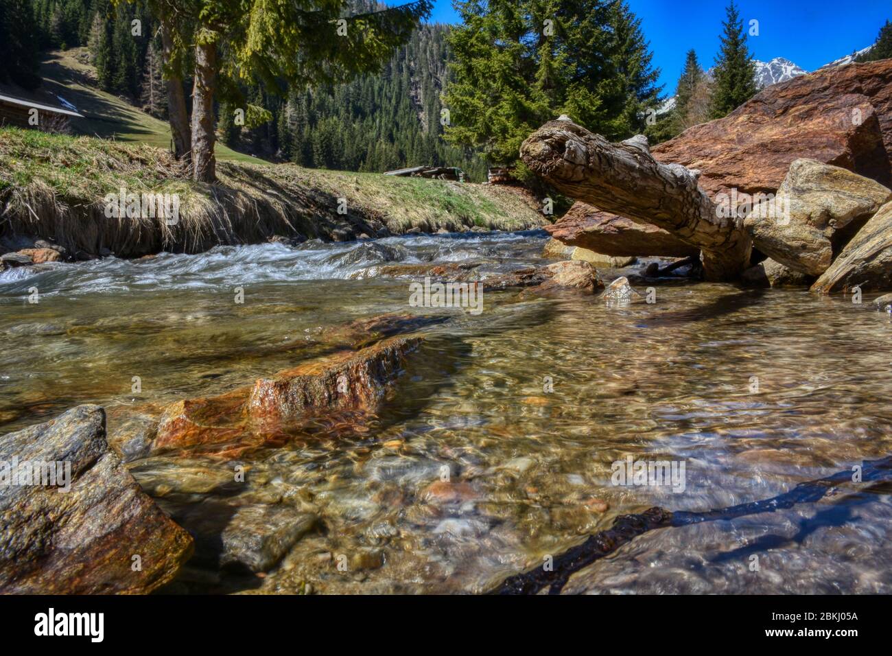 Osttirol, Villgraten, Innervillgraten, Villgratental, Lienz, Pustertal, Arntal, Lahnberg, Steinwand, Bach, Gebirgsbach, fließen, stein, Bachbett, Stal Banque D'Images