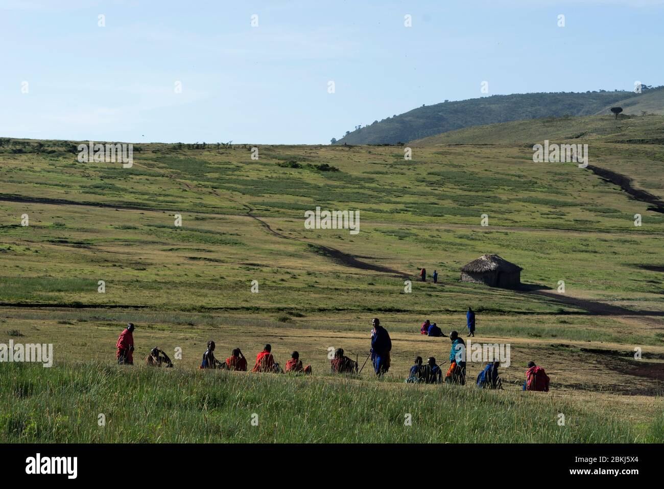 Un village de Masai dans la zone de conservation de Ngorongoro, Serengeti, Tanzanie Banque D'Images