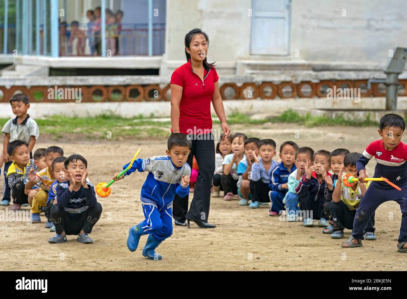 Corée du Nord, Wonsan, jardins d'enfants dans une coopérative agricole Banque D'Images