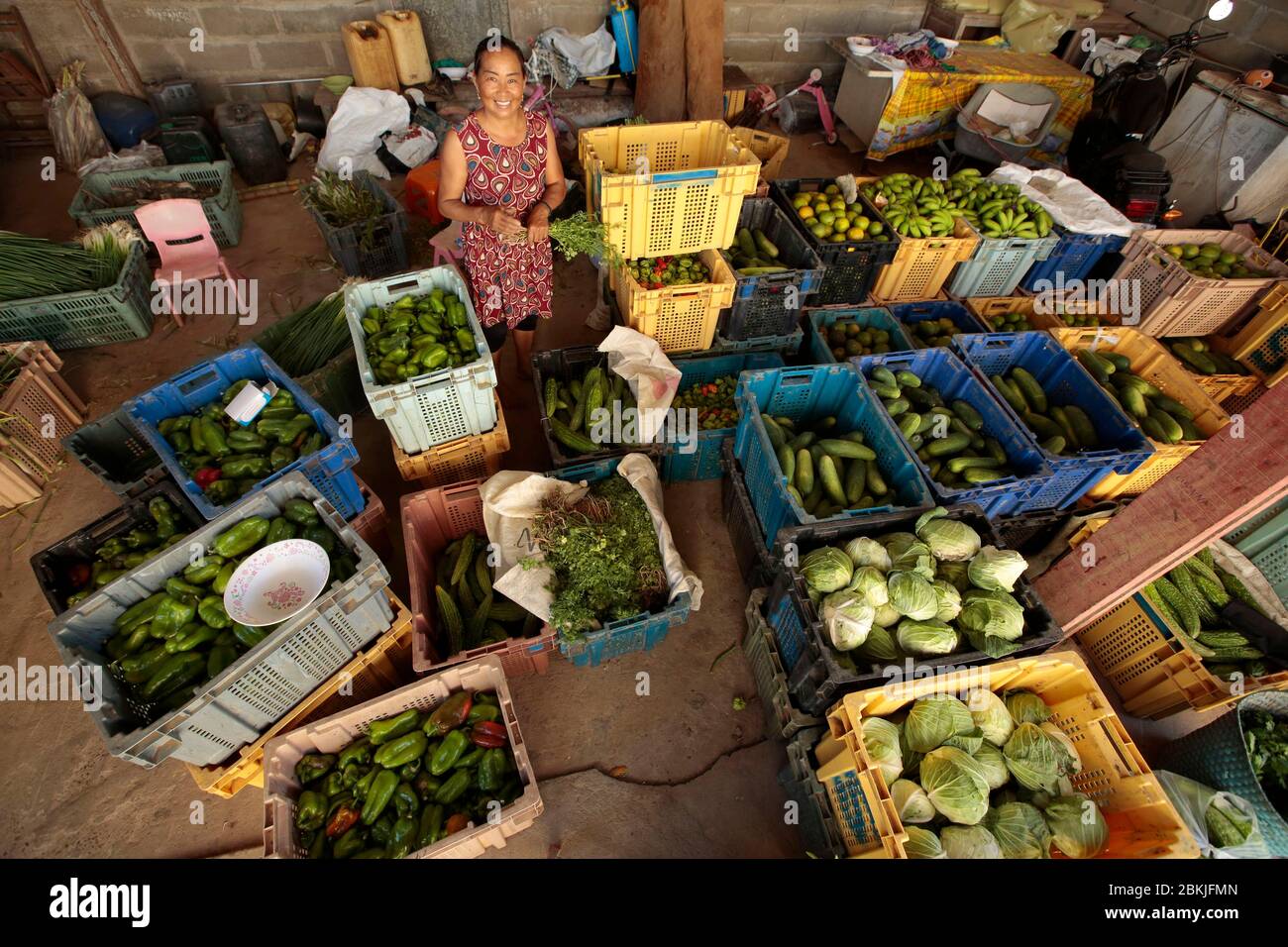 France, Guyane, Javouhey, marché typique de Hmong Banque D'Images