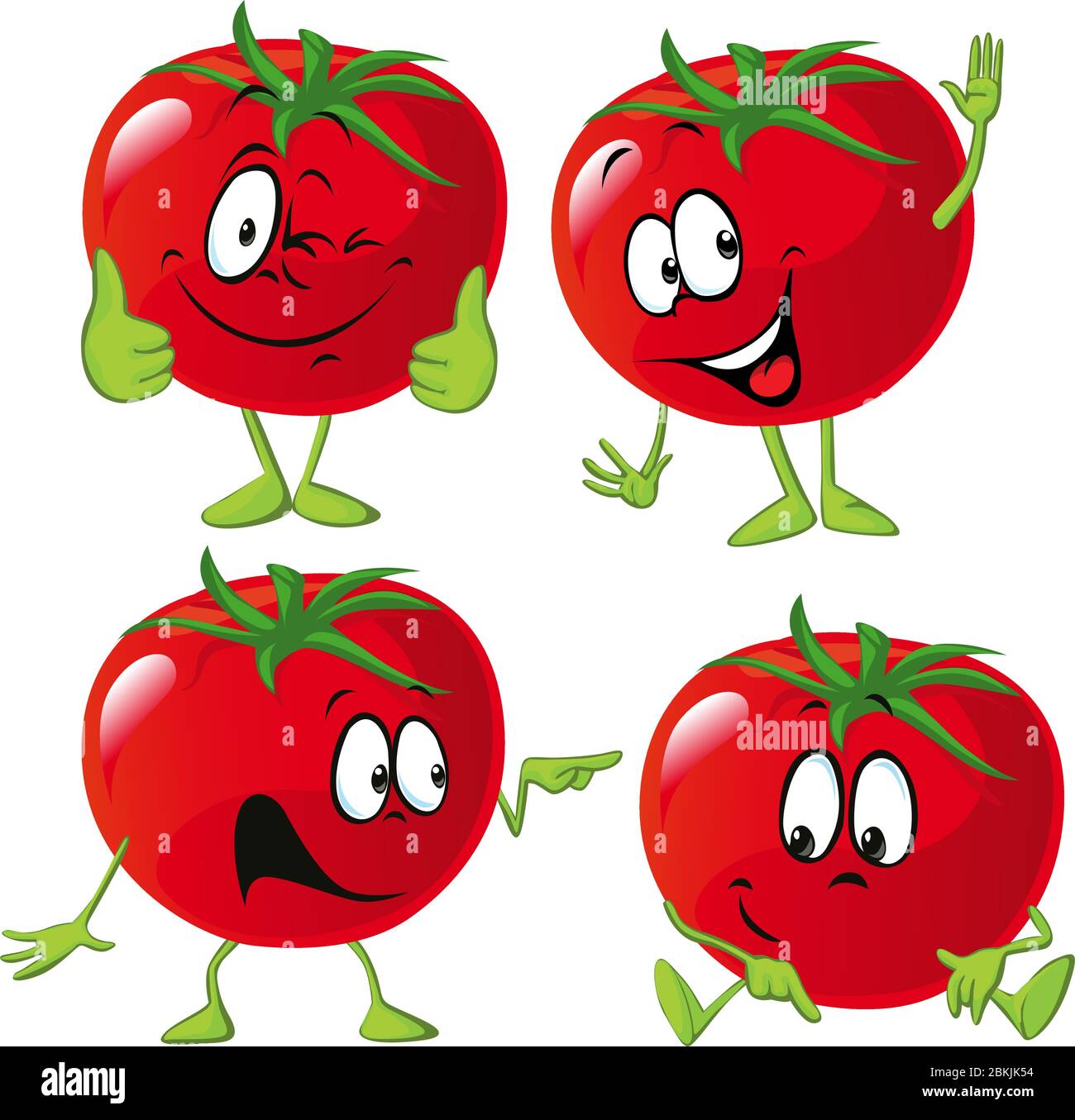 tomate de bande dessinée avec beaucoup d'expression, main et jambe Illustration de Vecteur