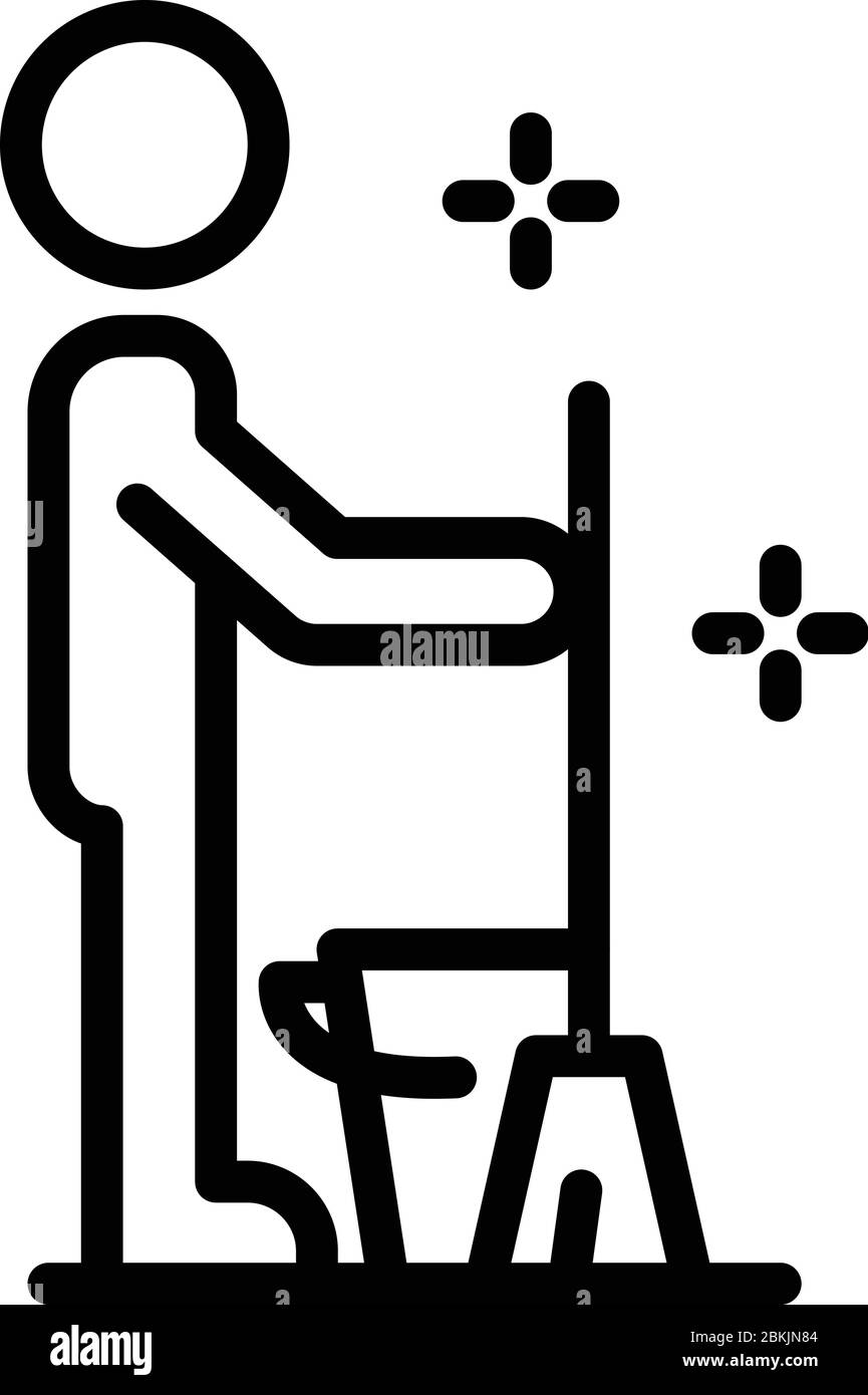 Nettoyant avec une icône de balai, style contour Illustration de Vecteur