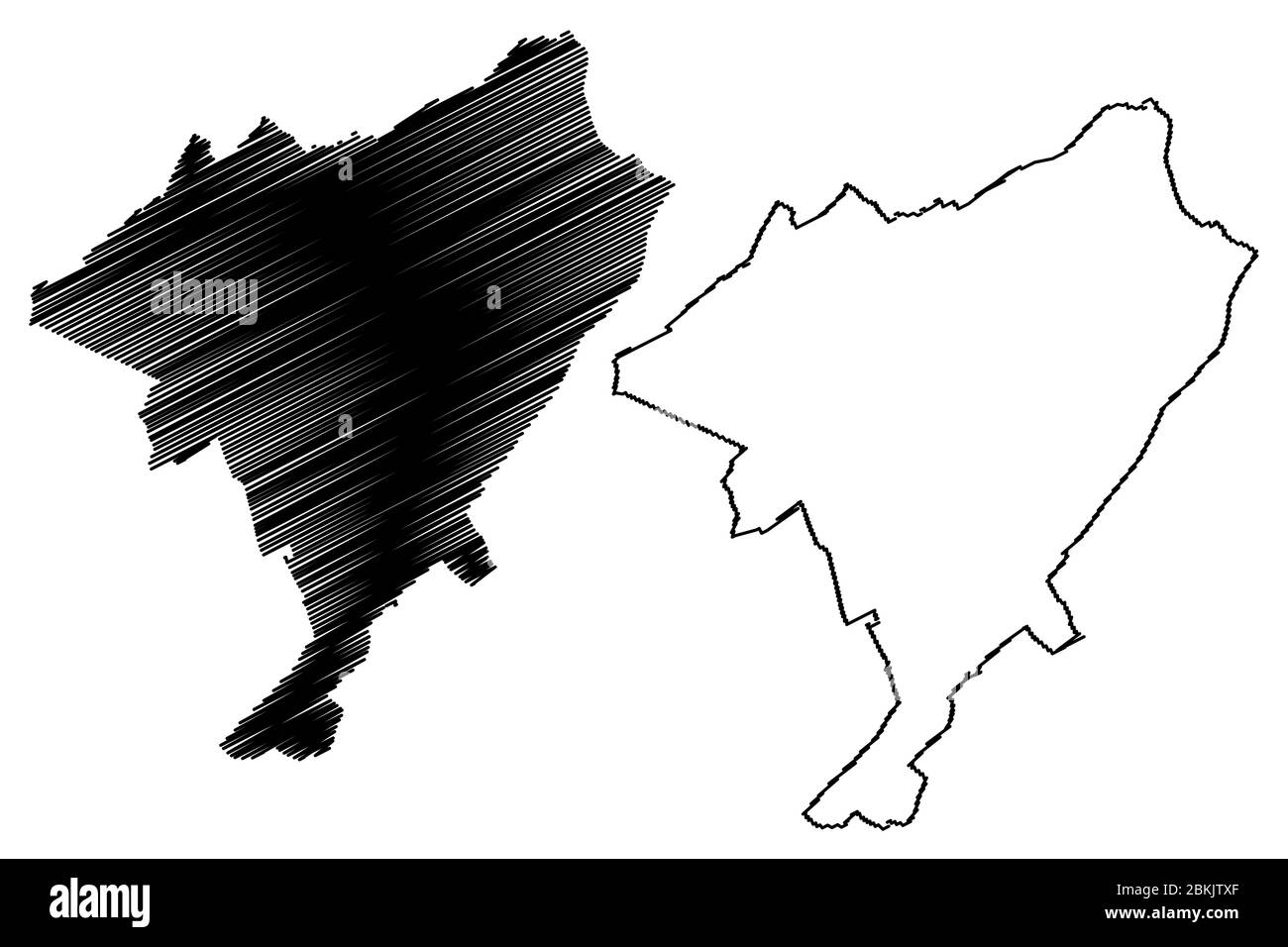 Ville de Tourcoing (République française, France) illustration vectorielle de carte, esquisse de gribble carte de la ville de Tourcoing Illustration de Vecteur