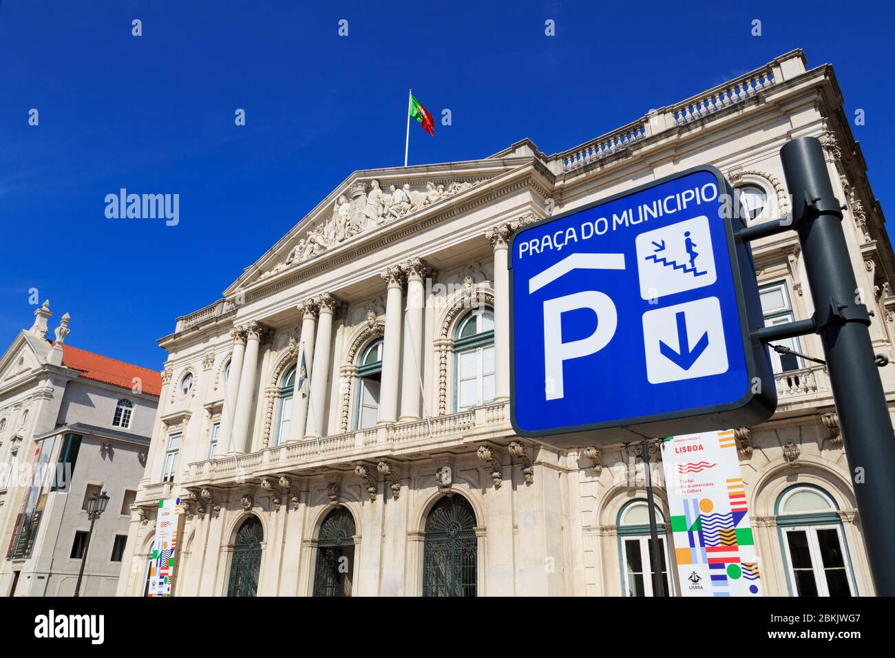 L'hôtel de ville, place municipale, Lisbonne, Portugal, Europe Banque D'Images