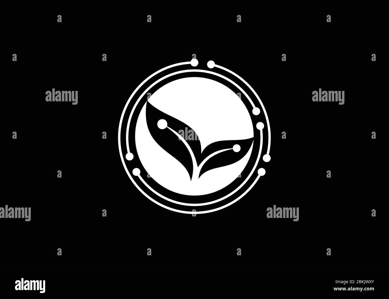 Modèle de conception de logo Creative Leaf Technology, concept de conception de logo Green Technology Illustration de Vecteur