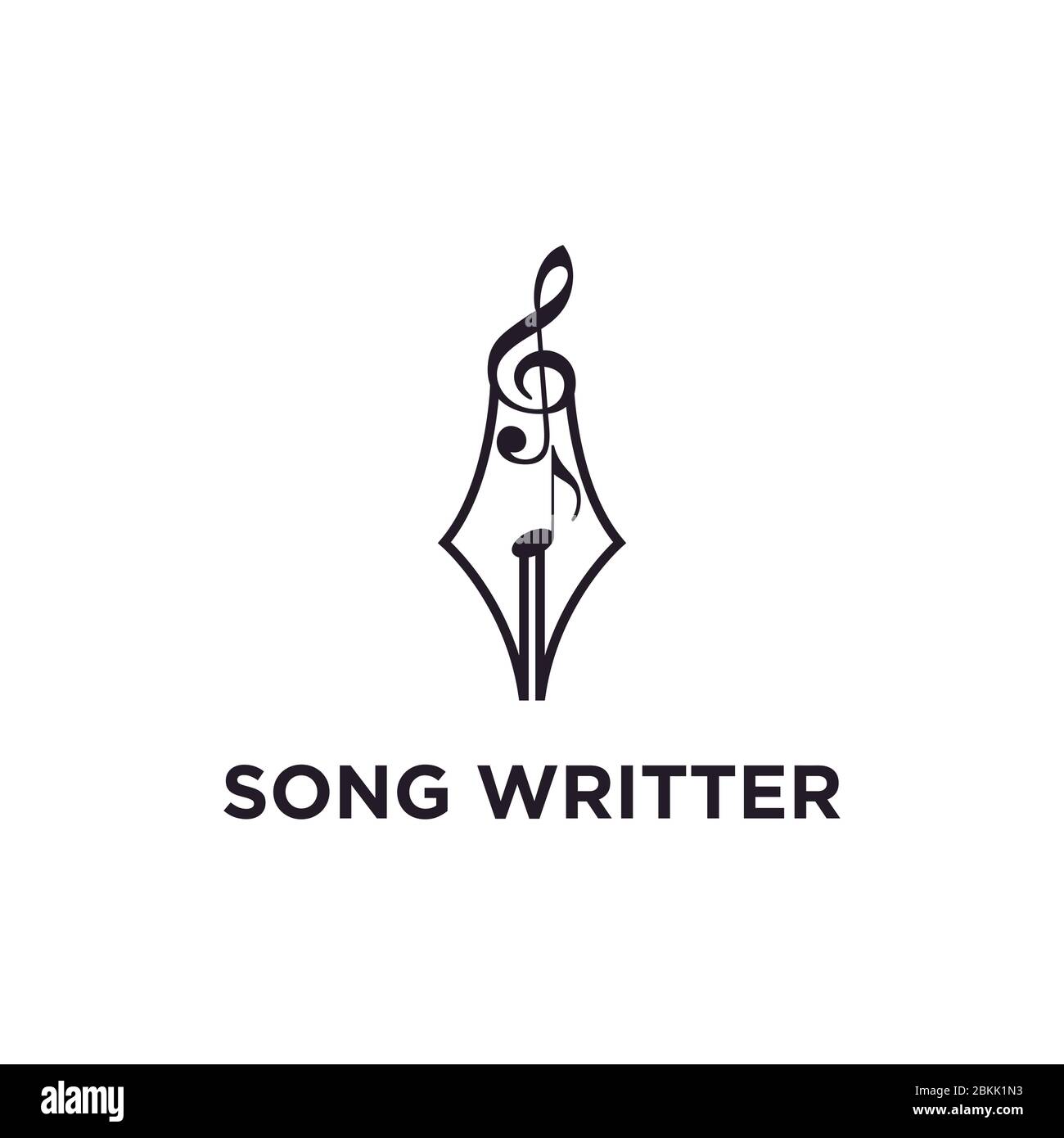 Ecrivez une chanson, une pointe crayon avec la note de musique symbole logo  design Image Vectorielle Stock - Alamy