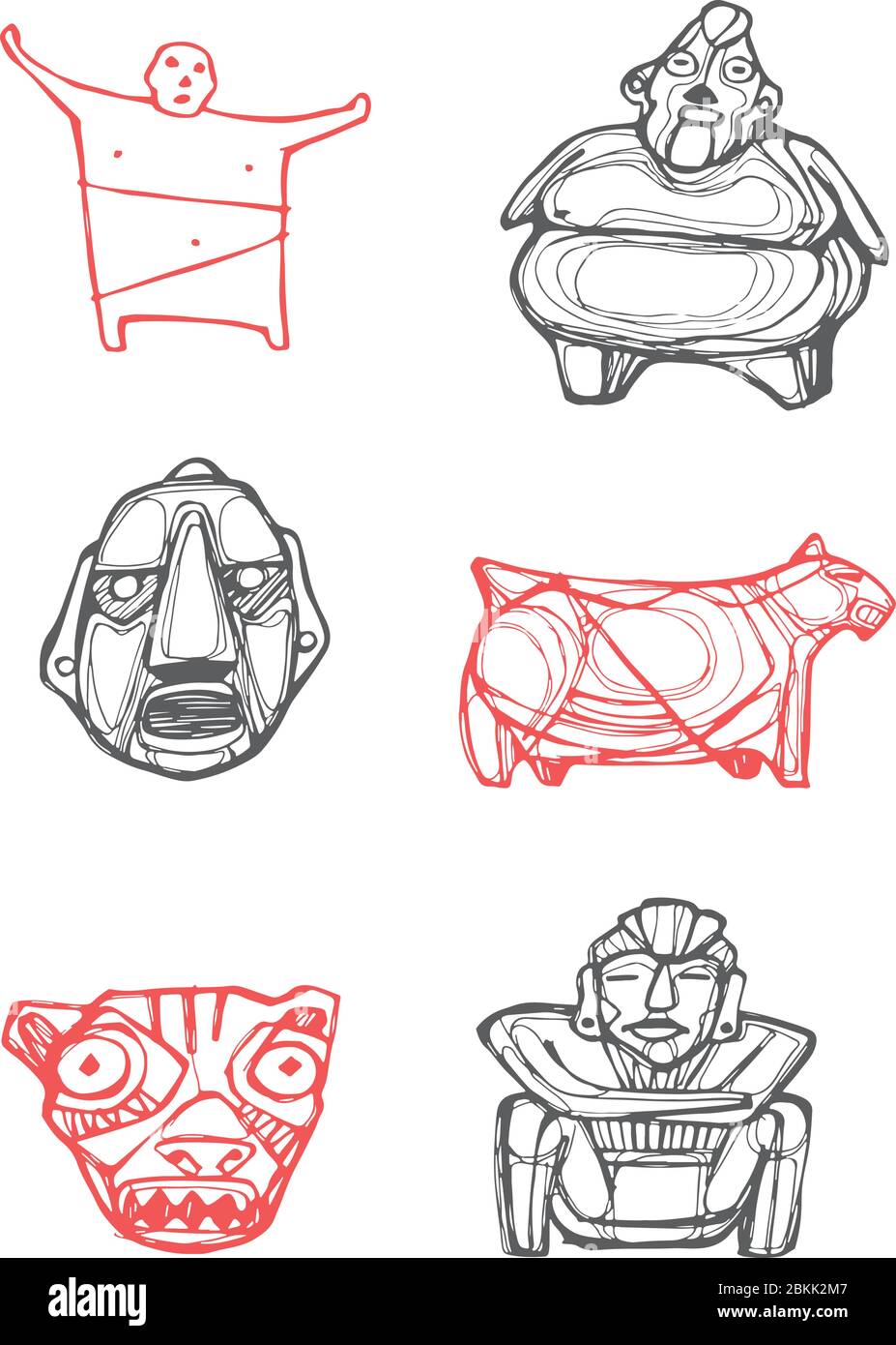 Illustration vectorielle numérique ou dessin de certains symboles indigènes de la panique Illustration de Vecteur