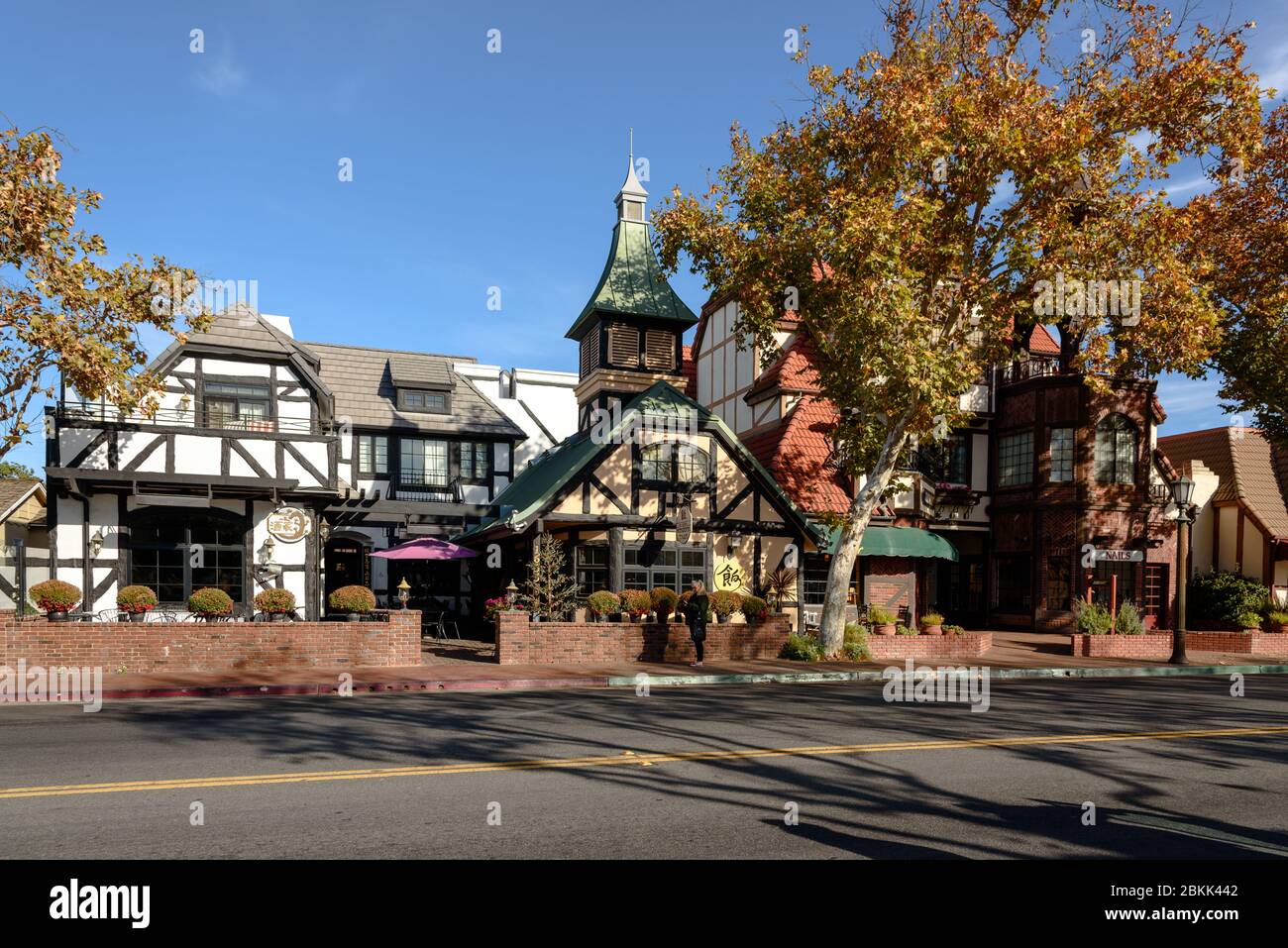 Bâtiments dans le style architectural danois trouvés à Solvang, Californie Banque D'Images