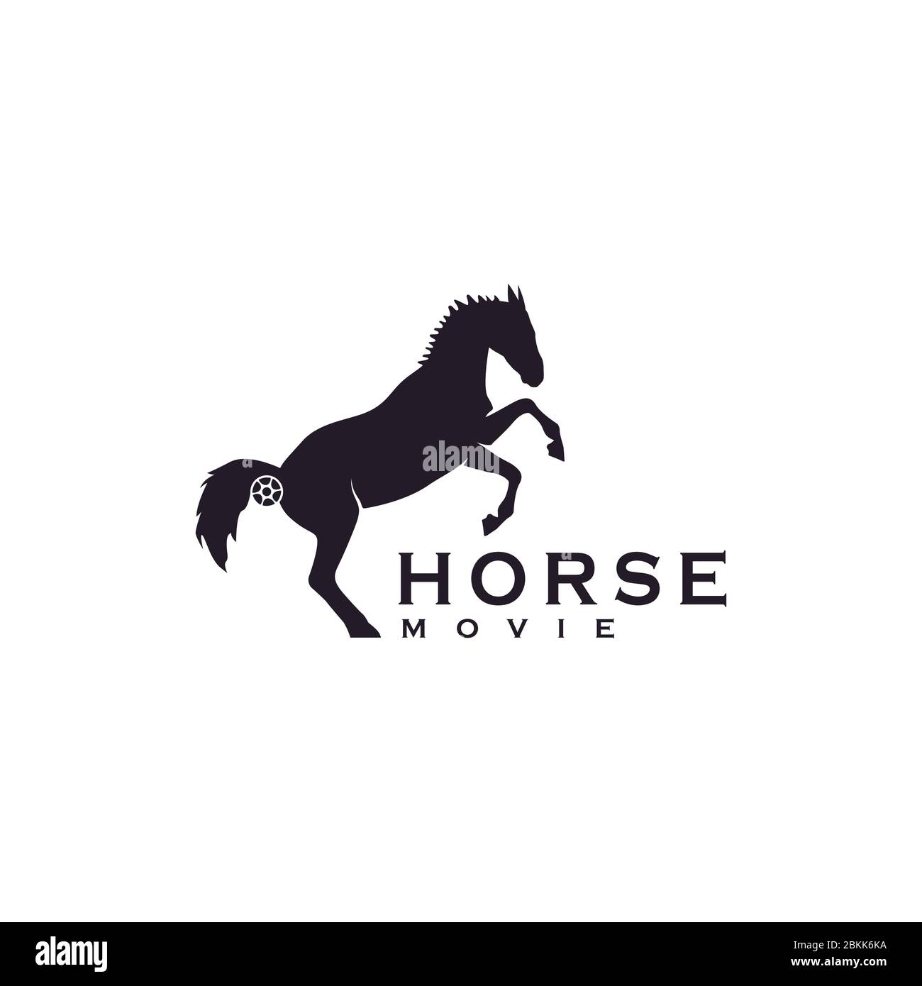 Illustration Horse Silhouette, motif Horse Warrior Medieval logo avec film cinéma bobine Illustration de Vecteur