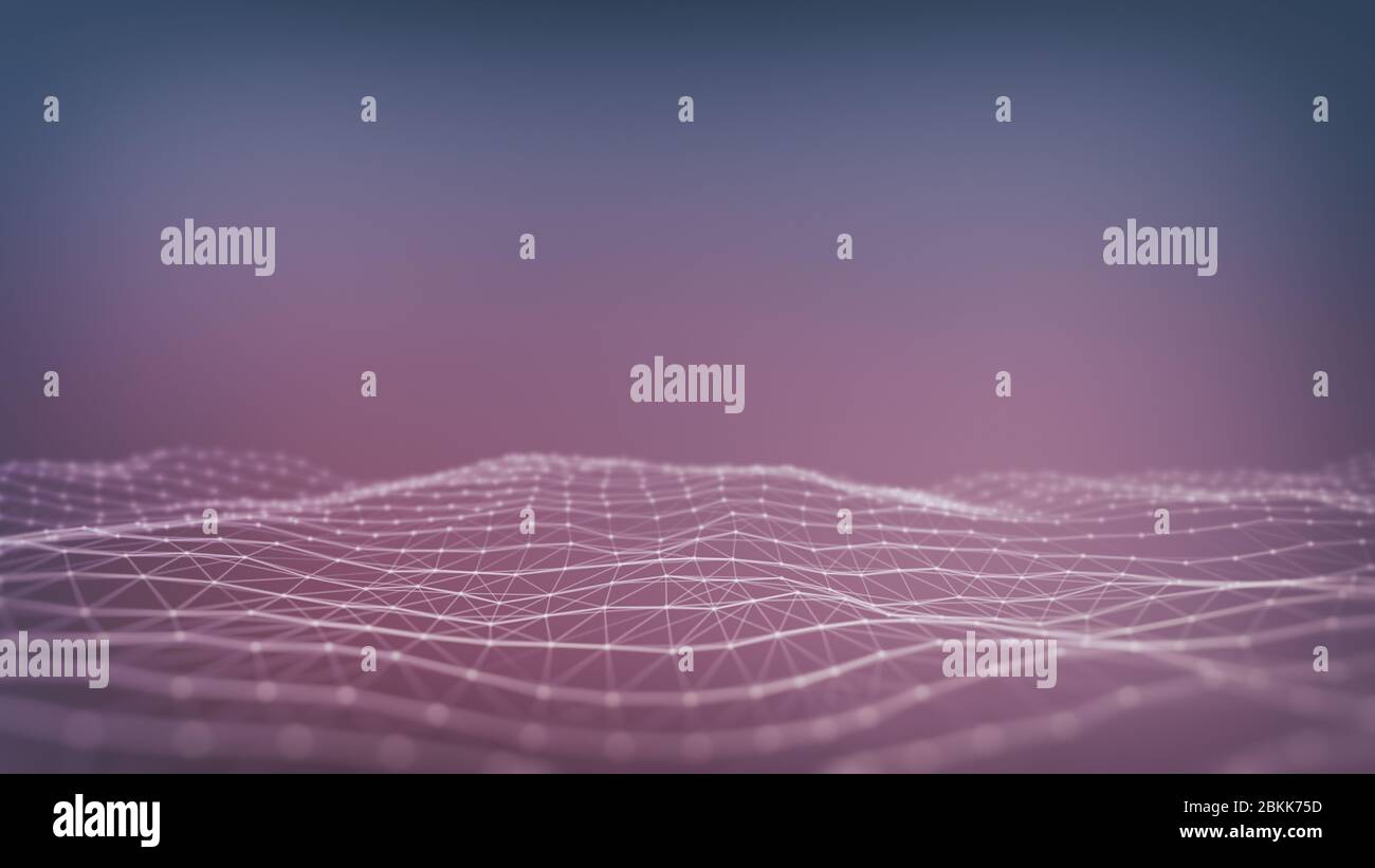 Paysage numérique abstrait. Base conceptuelle Big Data. Illustration 3D Banque D'Images