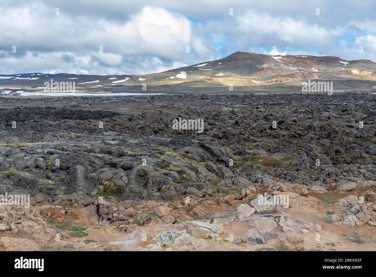 Partie du champ de lave de Leirhnjúkur (en direction de Krafla) dans la zone volcanique de Krafla près de Mývatn, en Islande. Banque D'Images