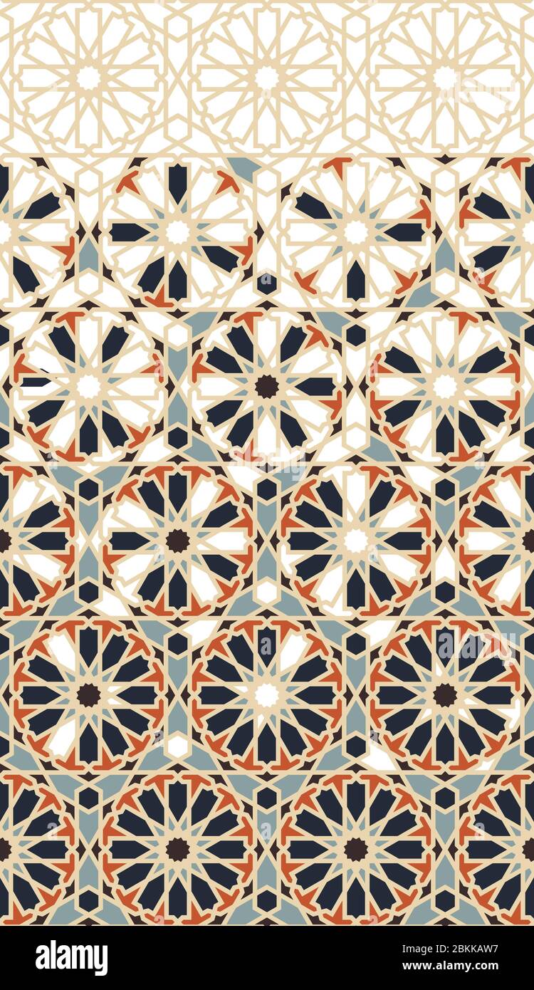 Papier peint couleur Maroc avec fleurs géométriques. Fonds d'écran vectoriels Arabesque. Motif géométrique riche en bordure avec désintégration arabesque dorée Illustration de Vecteur