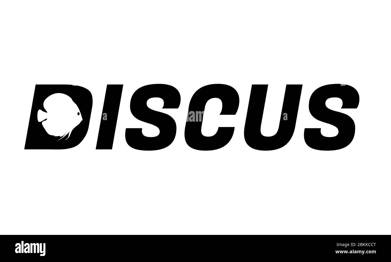 Logo Discus Fish. Modèle de vecteur d'étiquette ou d'icône Illustration de Vecteur
