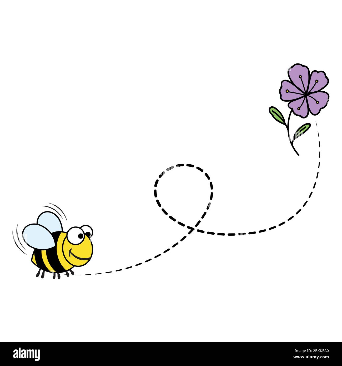 Bande dessinée abeille volant sur un itinéraire en pointillés - drôle de texte de vecteur citations et dessin d'abeille. Affiche lettrage ou t-shirt motif graphique en tissu. / mignon gros abeille cha Illustration de Vecteur