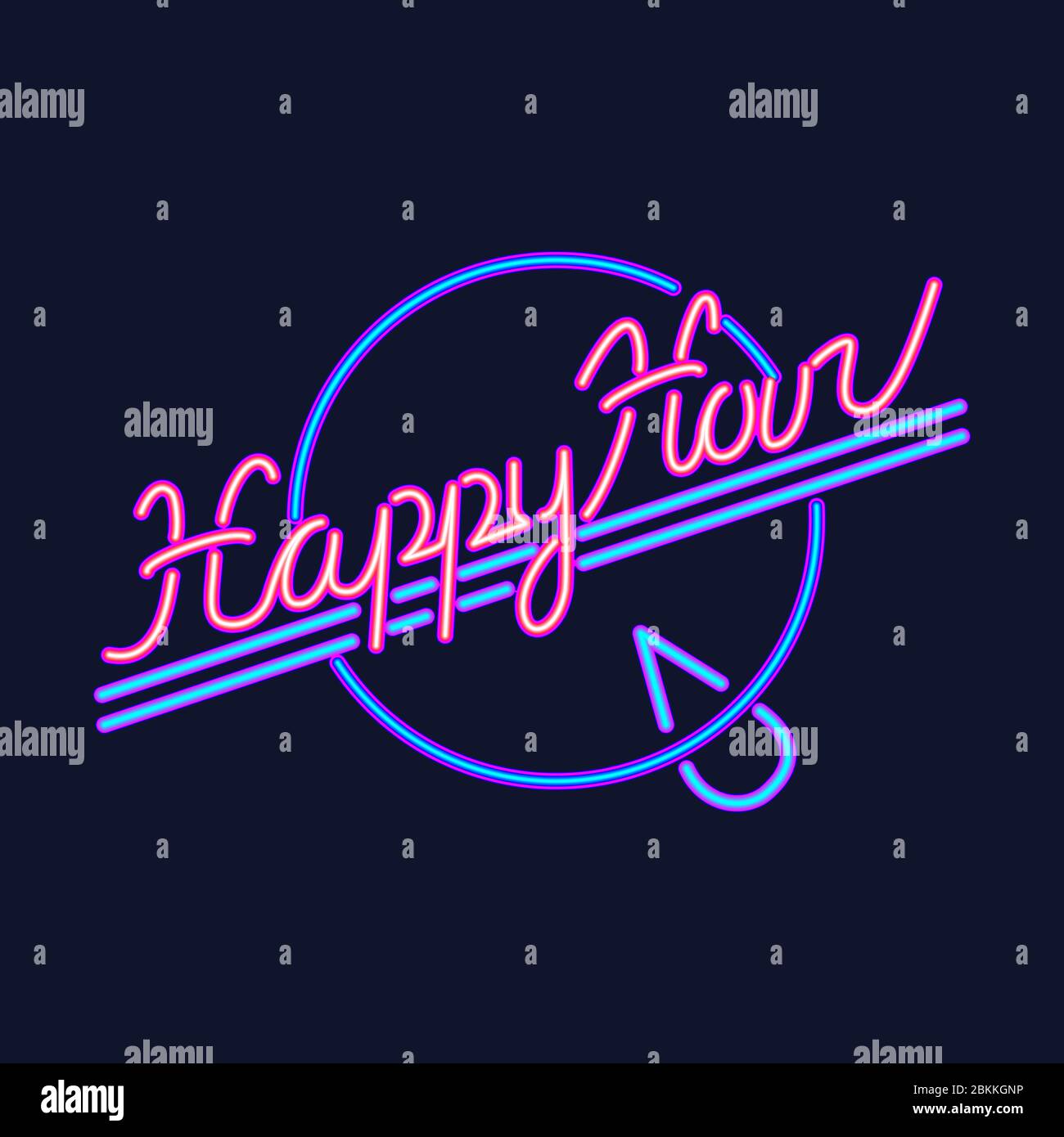 Modèle vectoriel de signe néon Happy Hour. Logo au néon Happy Hour, élément de design de bannière lumineuse tendance moderne colorée, publicité de nuit lumineuse, Illustration de Vecteur