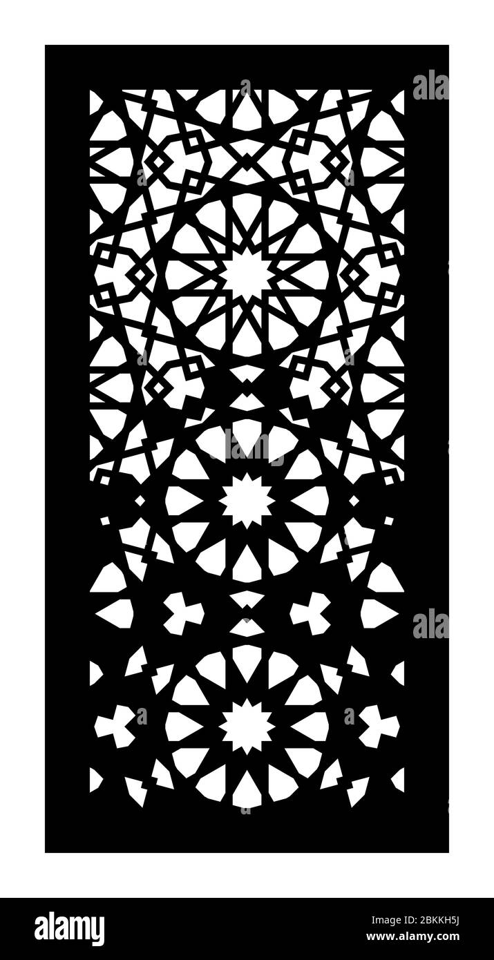 Panneau vectoriel décoratif pour la découpe au laser. Décoration CNC, design jali. Modèle pour cloison intérieure, motif arabe islamique Illustration de Vecteur