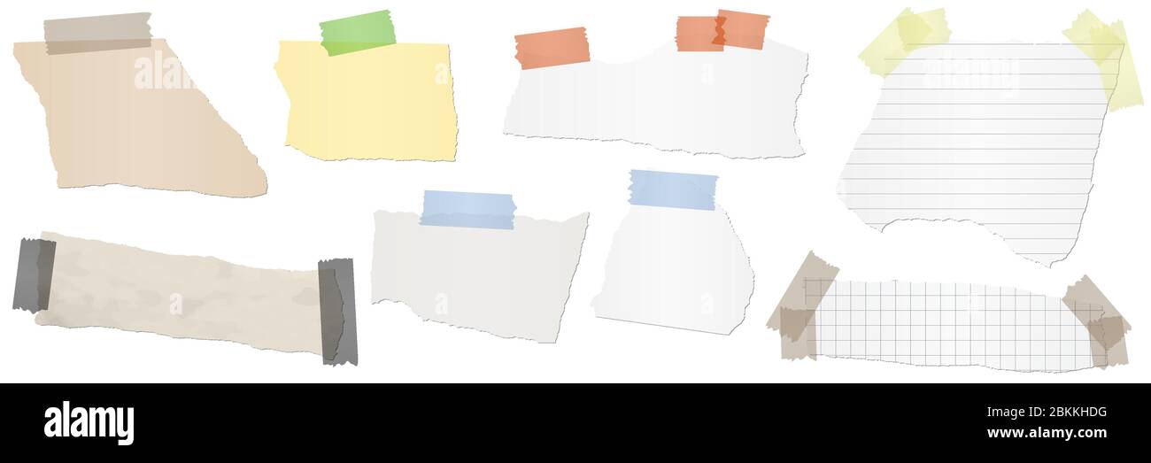 collecte de différents morceaux de papier de couleur avec bandes adhésives Illustration de Vecteur