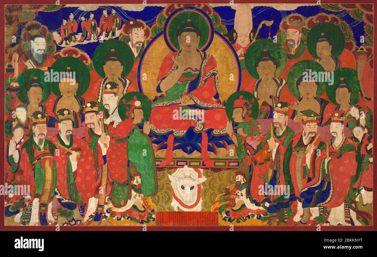 L'Assemblée de Bouddha Tejaprabha - Art coréen - 1878 Banque D'Images
