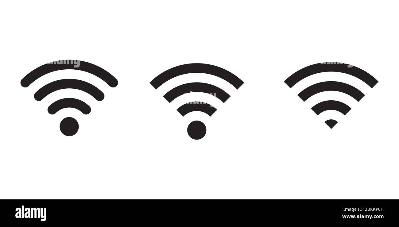 Icône WiFi. Ensemble de trois pictogrammes de signal internet wifi isolés sur un fond blanc. Vecteur EPS Illustration de Vecteur