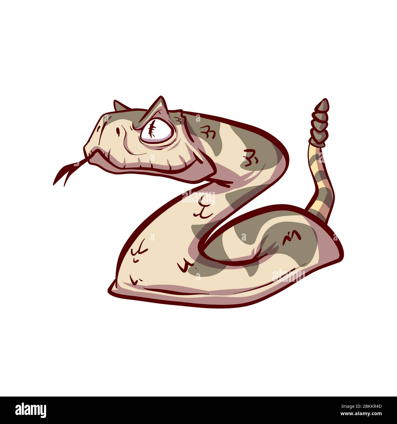 Illustrationvecteur coloré d'un serpent hochet venimeux de dessin animé Illustration de Vecteur