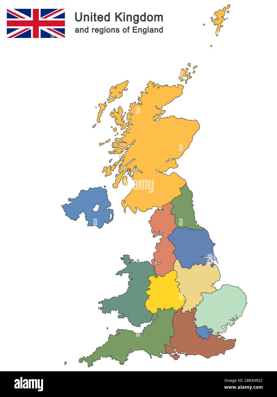 Pays européen Royaume-Uni et régions d'Angleterre Illustration de Vecteur