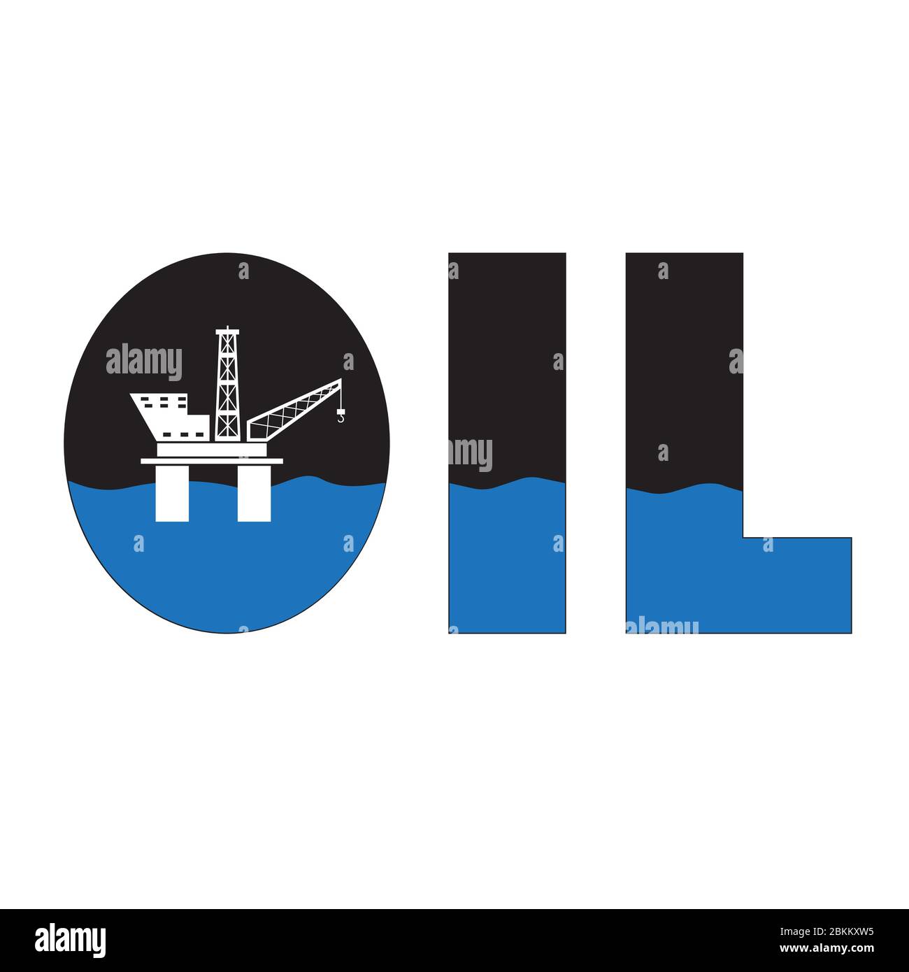 Logo Vector Business de la plate-forme offshore du secteur pétrolier Illustration de Vecteur