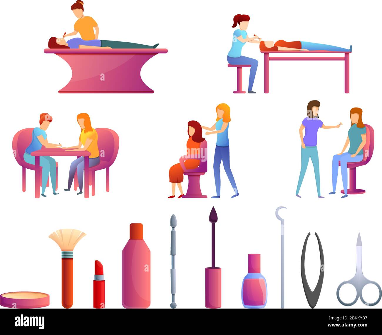 Ensemble D Icones Estheticiennes Ensemble De Dessins Animes D Icones Vectorielles D Estheticienne Pour La Conception De Sites Web Image Vectorielle Stock Alamy