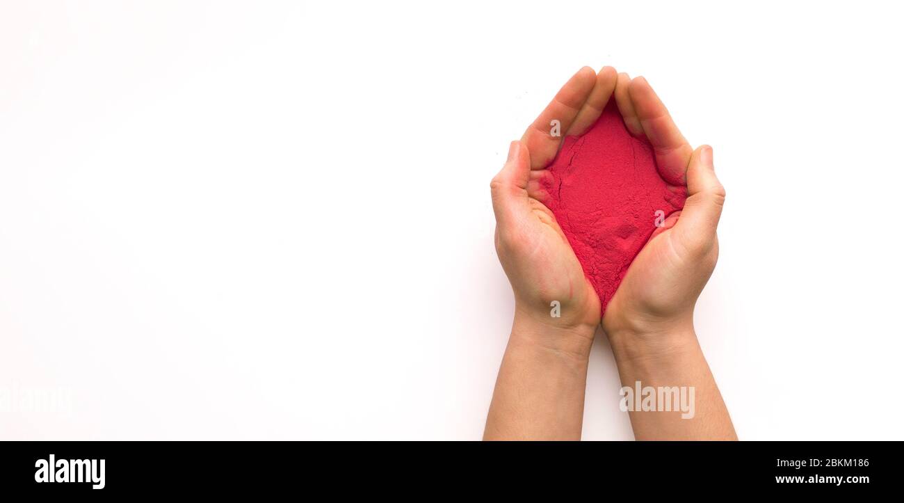 Peinture rouge sèche pour le festival indien, gros plan Banque D'Images