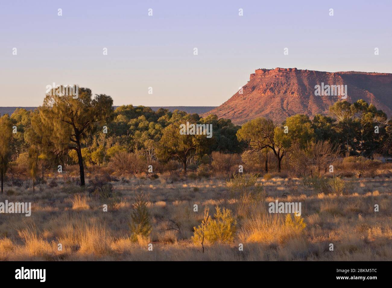 Carmichael's Crag in the George Gill Range depuis la plate-forme d'observation du coucher du soleil de Kings Canyon Resort, territoire du Nord, Australie Banque D'Images