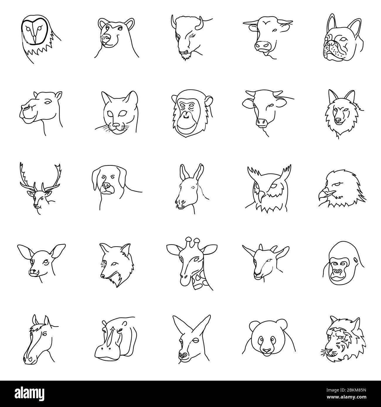 Animaux définir l'icône vecteur avec le style de contour, pixel parfait Illustration de Vecteur