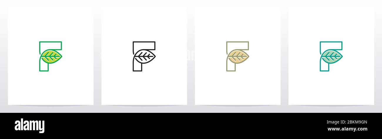 Logo feuille sur lettre F Illustration de Vecteur