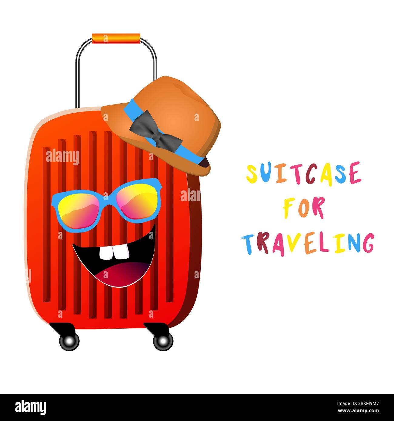 Concept de poster touristique vue avant temps de voyage avec sac de voyage rouge tridimensionnel et éléments réalistes de voyage. Illustration vectorielle. Illustration de Vecteur