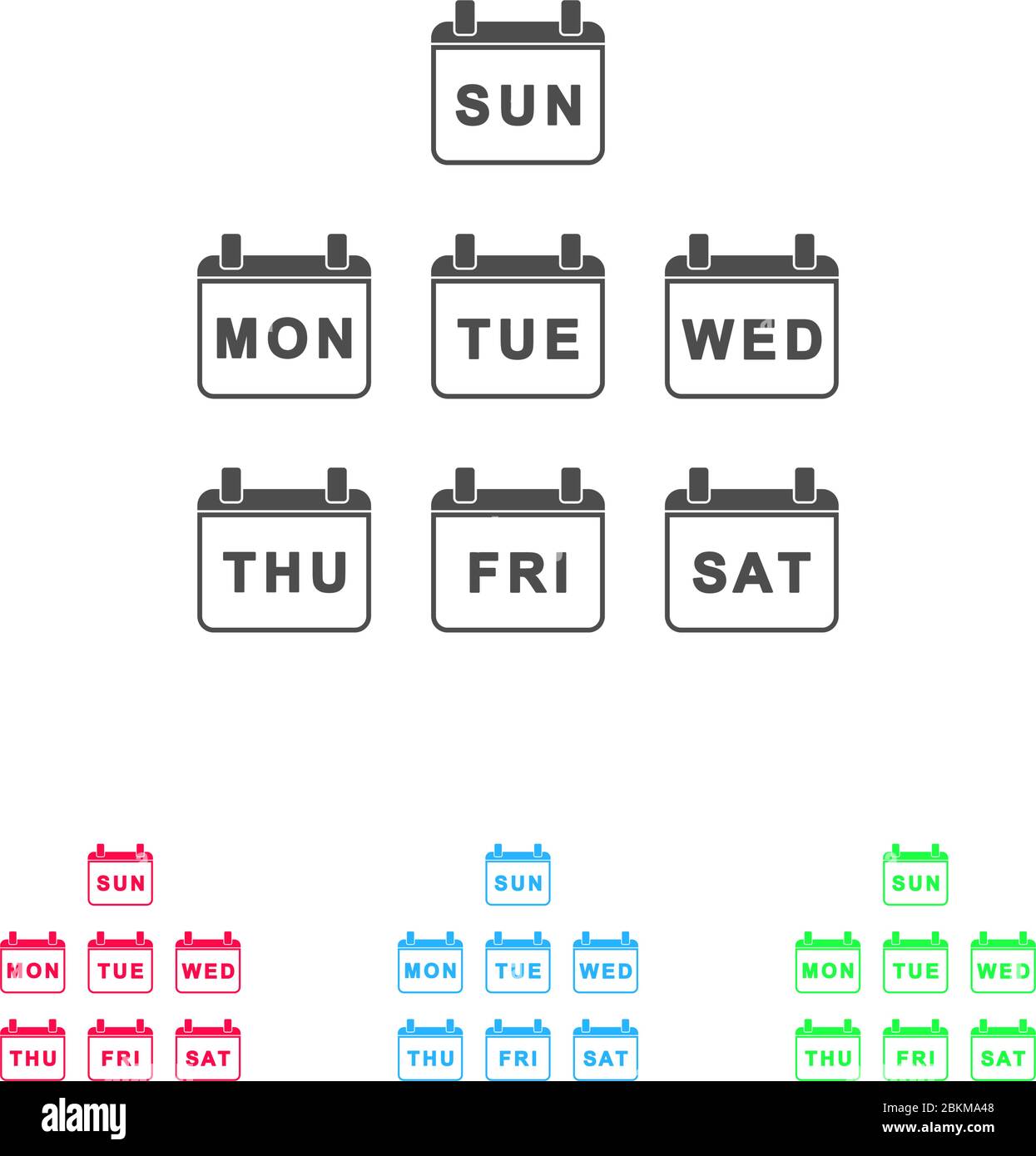 L'icône Calendrier hebdomadaire de chaque jour est à plat. Pictogramme de couleur sur fond blanc. Symbole d'illustration vectorielle et icônes bonus Illustration de Vecteur