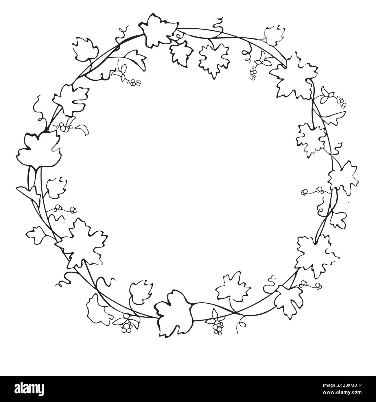 Éléments décoratifs en forme de couronne. Fleurs et feuilles abstraites Illustration de Vecteur