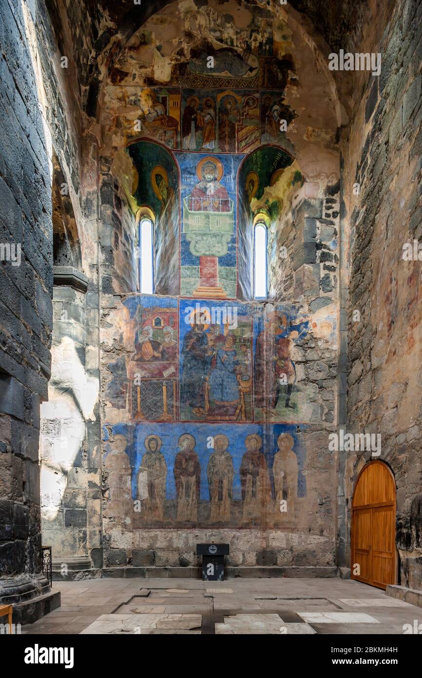 Intérieur et fresques du monastère Akhtala, église arménienne, complexe médiéval de monastère, Akhtala, province de Lori, Arménie, Caucase, Asie Banque D'Images