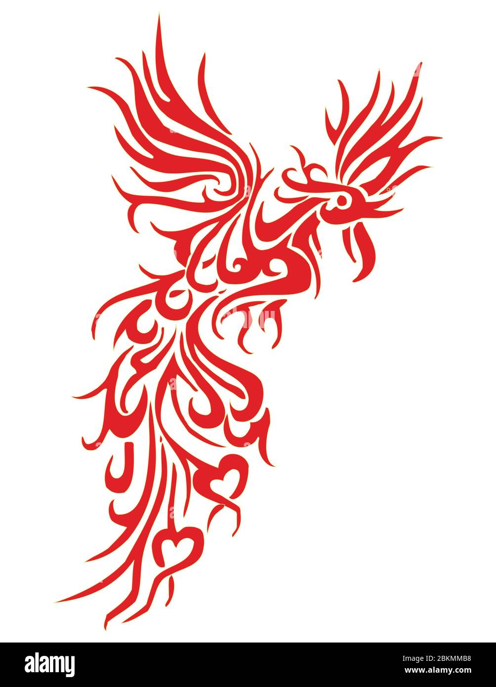 Phoenix rouge, plat, sur fond blanc Illustration de Vecteur