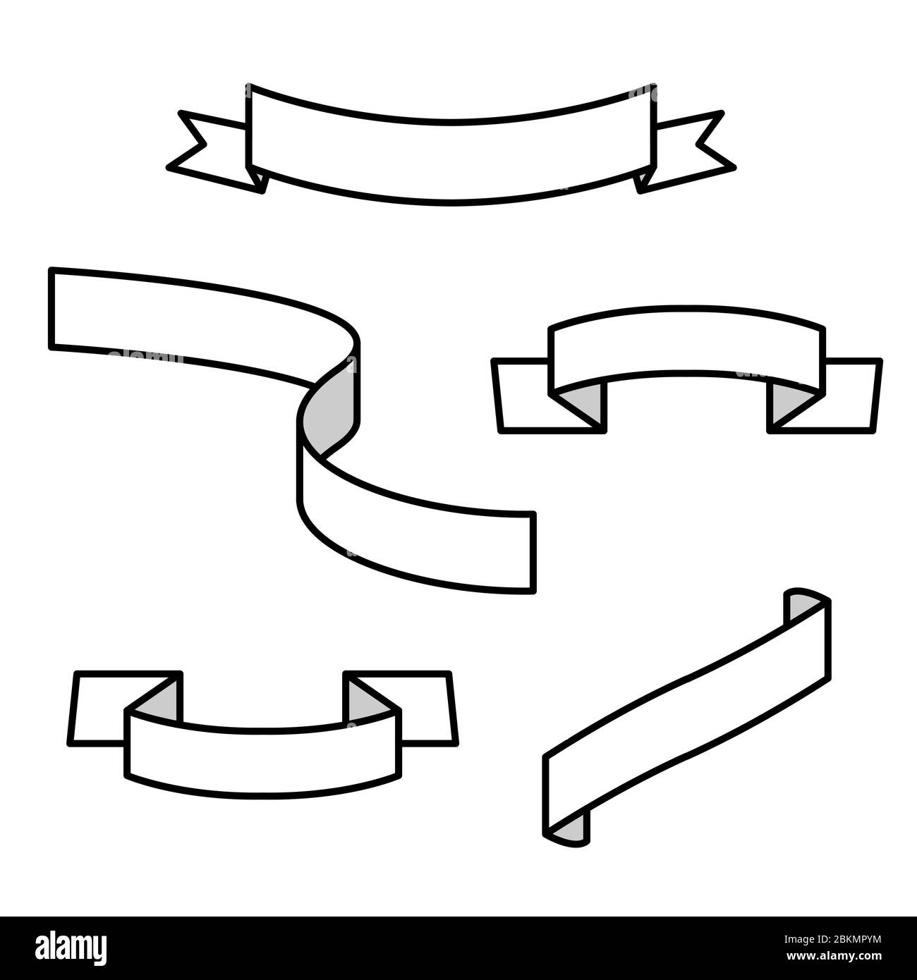 Bannières rubans. Dessin de ligne modifiable. Illustration vectorielle de stock. Illustration de Vecteur