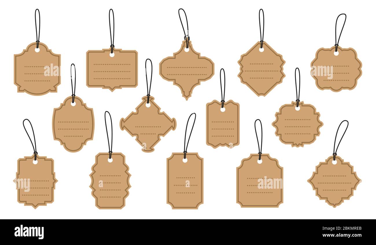 Rétro vintage étiquettes étiquettes artisanat jeu. Modèle de bannière d'autocollant avec points pour le texte. Différentes formes vide prix de vente aux frontières. Design pour invitation à un mariage de cartes, badges de menu. Illustration vectorielle isolée Illustration de Vecteur