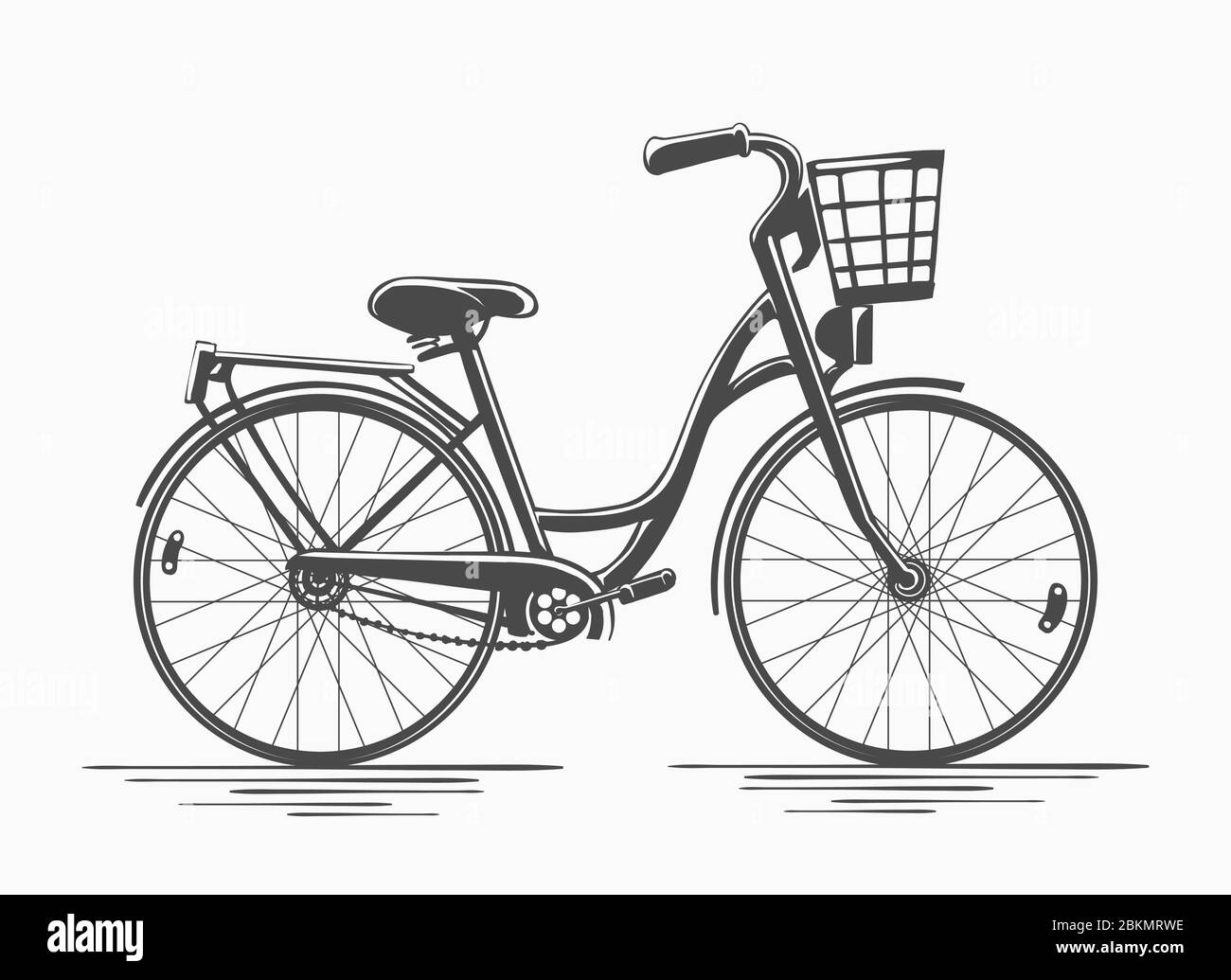 Vélo avec panier Image Vectorielle Stock - Alamy