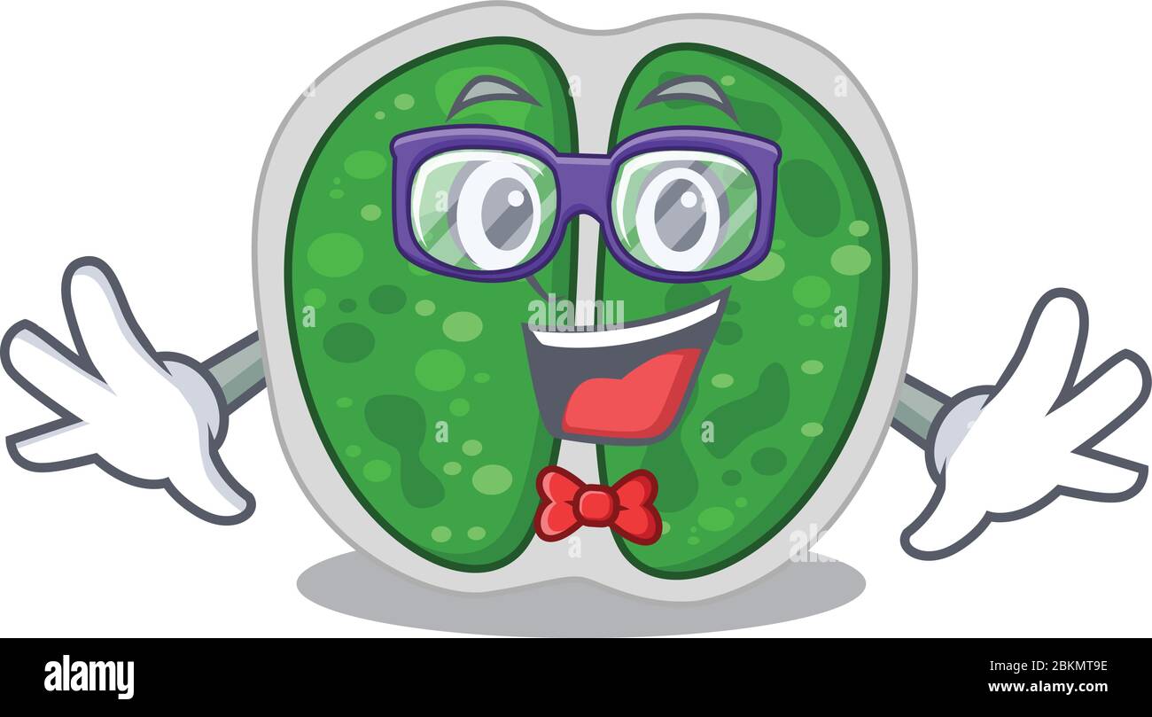 Mascotte style de geek chromococcales bactéries avec des verres Illustration de Vecteur