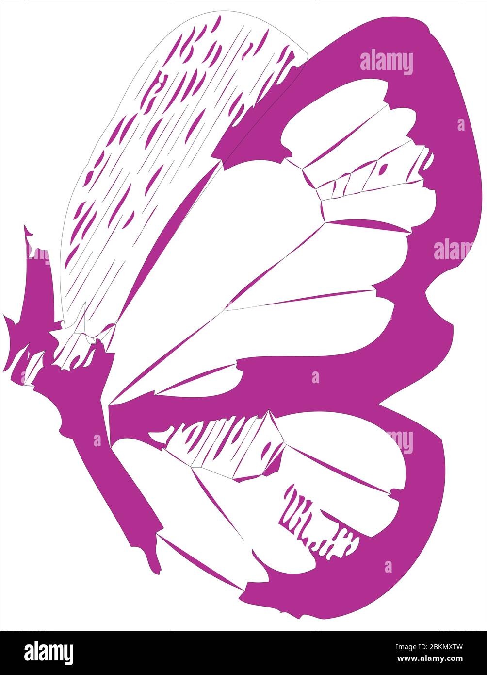 Un papillon rose et blanc. Abstraction sur fond blanc Illustration de Vecteur