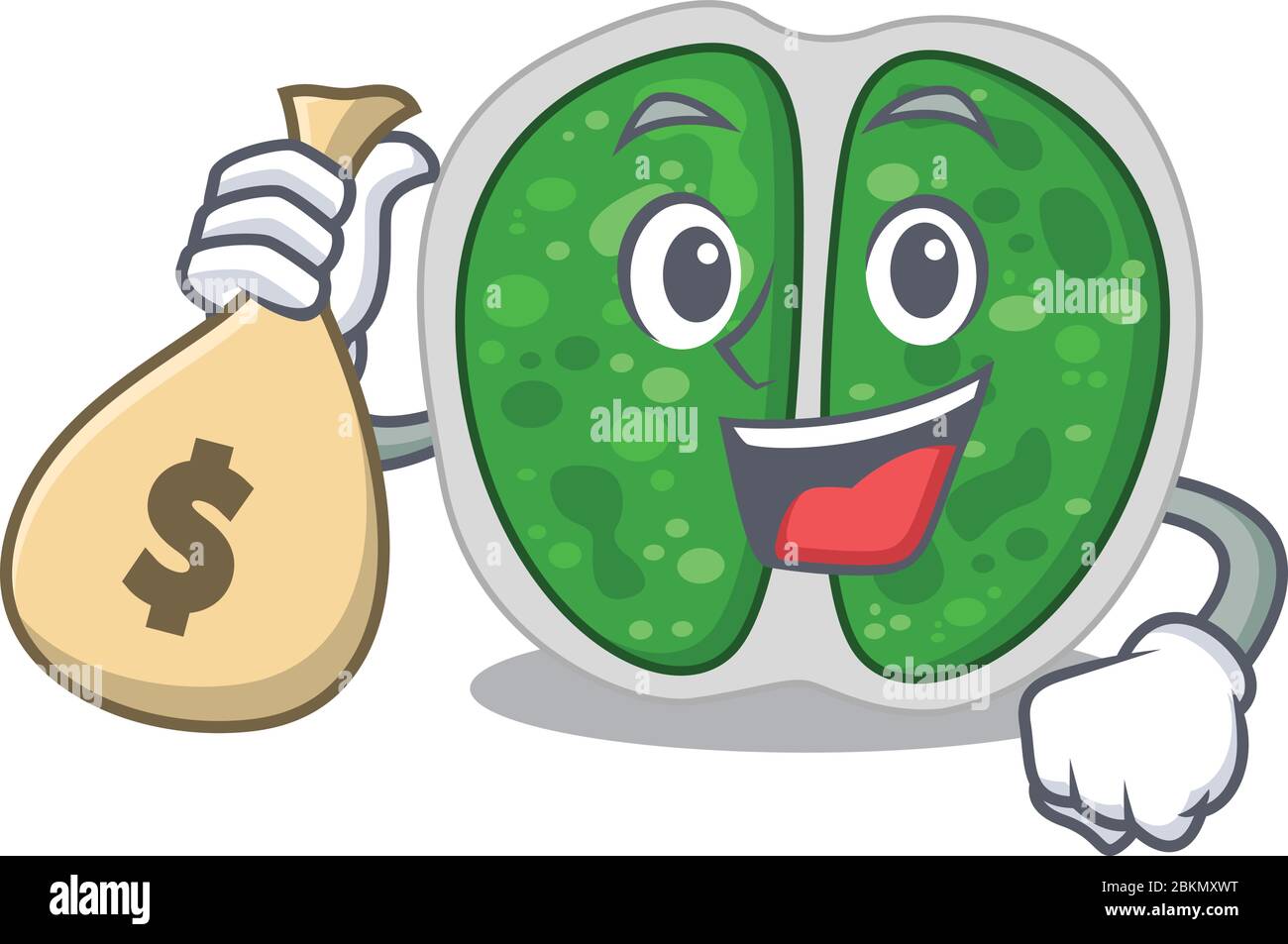 Le motif de dessin animé de bactéries chromococcales contient des sacs d'argent Illustration de Vecteur