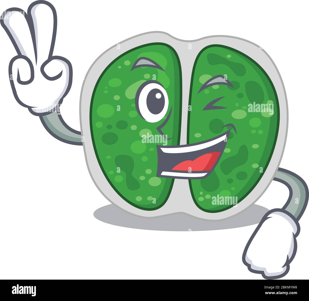 Happy chromococcales bactéries concept de dessin animé avec deux doigts Illustration de Vecteur