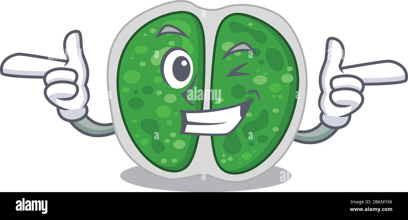 Dessin animé concept de bactéries chromocales avec oeil de clin d'œil drôle Illustration de Vecteur