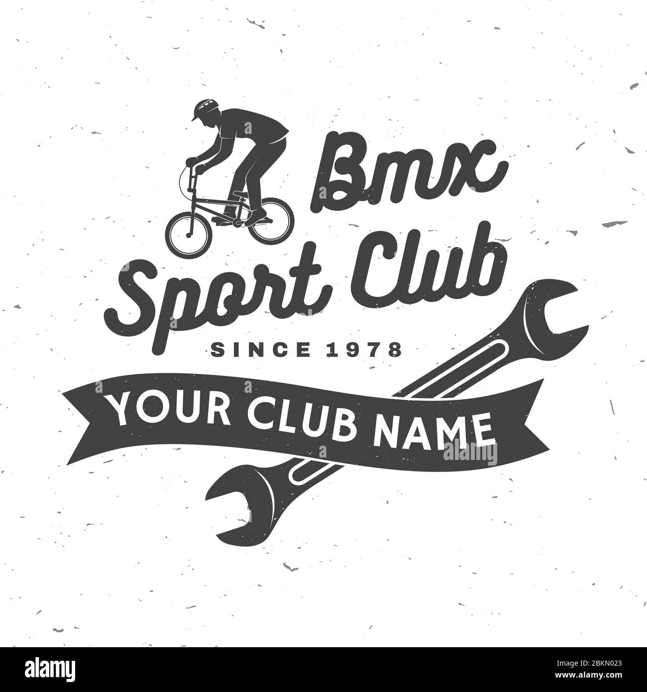 Badge BMX Extreme sport Club. Illustration vectorielle. Concept pour chemise, logo, imprimé, timbre, tee avec homme de course sur un vélo de sport. Typographie vintage des Illustration de Vecteur