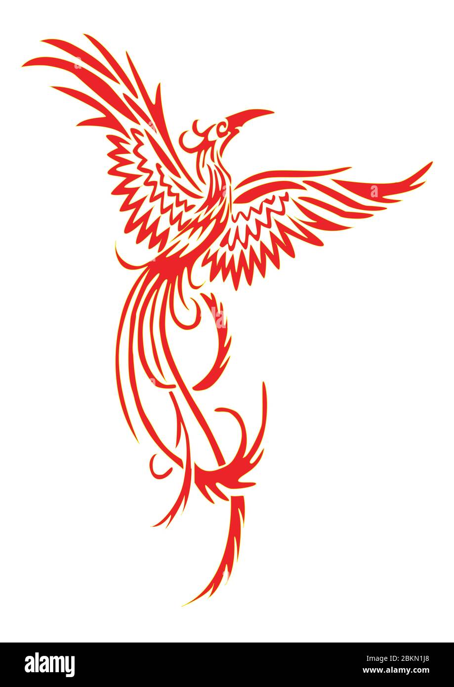 Phoenix avec ailes d'éparpillement et tête relevée Illustration de Vecteur