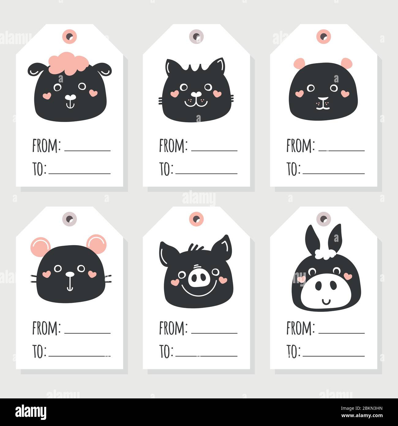 Étiquettes pour animaux de ferme noir et blanc. Lapin, chèvre, chien, mouton, vache, âne. Illustration de Vecteur Étiquettes pour animaux de ferme noir et blanc. Lapin, chèvre, chien, mouton, vache, âne. Illustration de Vecteur